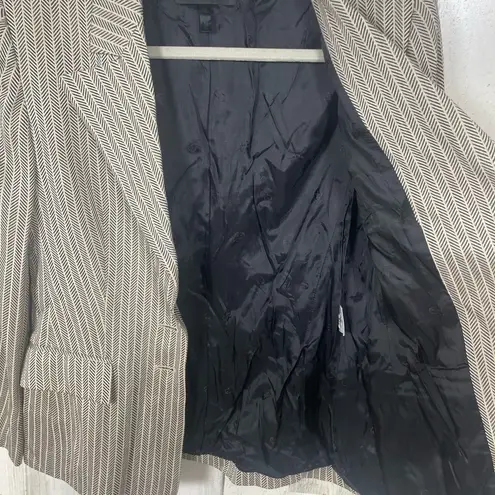 ESCADA Blazer size 38 Beige Black Herringbone Tailored Wool Silk Luxury Office