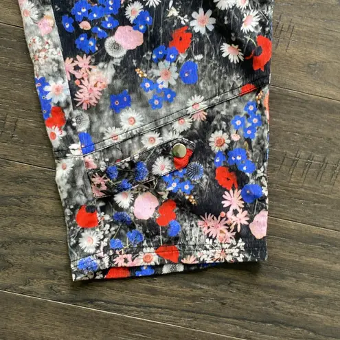 MARIA CHER Corduroy Pant Womens Sz Large Floral Print Red