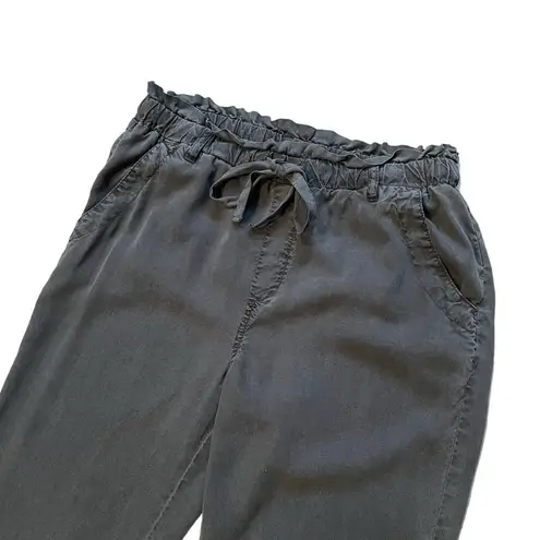 Bella Dahl Ruffle Drawstring Waistline Pull On Cropped Pant Frayed Hem, …