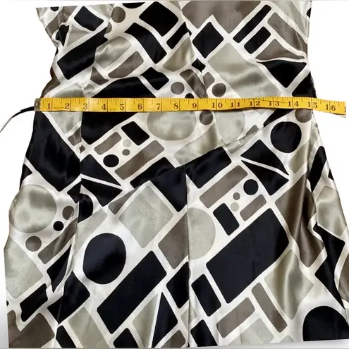 POLECI🍒SZ 4🍒100% SILK BLACK AND WHITE PRINTED WRAP DRESS TASSELED WAIST TIE🍒