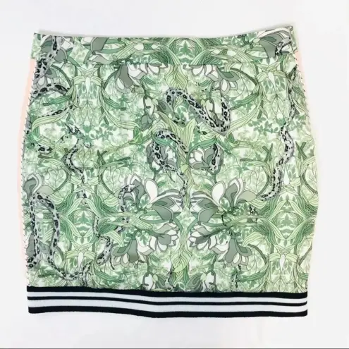 Guess  Reese Snake & Vine Print Front Zipper Stripe Hem Mini Skirt Size 2 XS