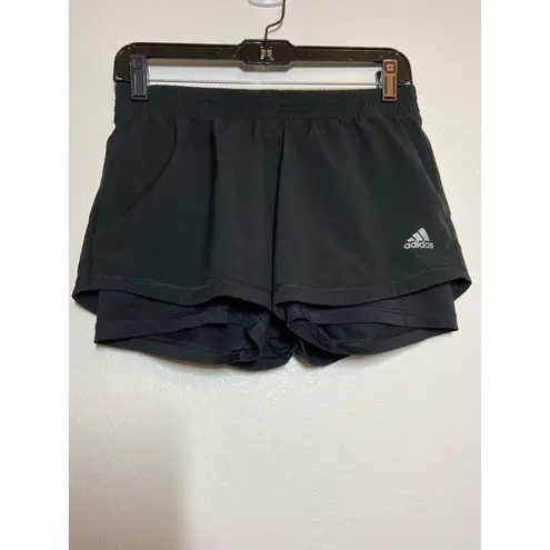 Adidas  Climalite 2 in 1 Shorts Built in Spandex 3 Stripe Logo Black Small