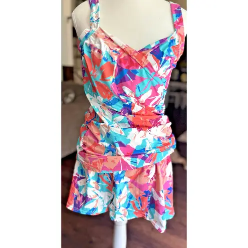 MiracleSuit x Talbots Light Control 2 Piece Colorful Swim Suit Size 14 Tankini