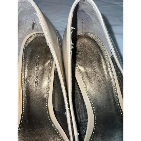 Bandolino Nude Patent Peep Toe Platform Pumps Heels Size 6.5 Womens