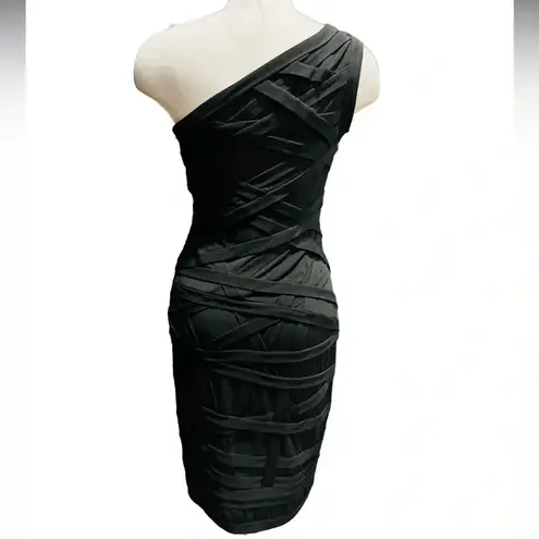 Tadashi Shoji Black One Shoulder Midi Lenght Dress Size