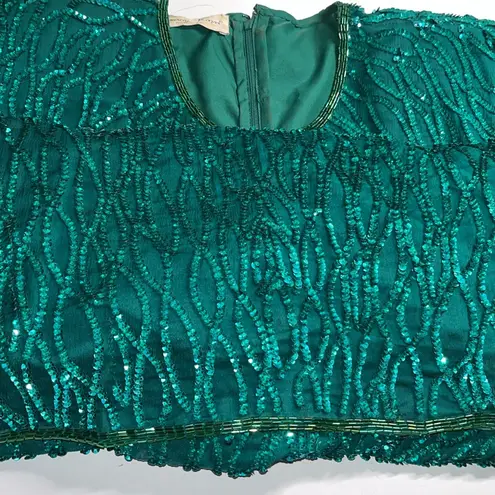 Laurence Kazar Vintage Elegant Green Dress New York Black Tie Cocktail Dress