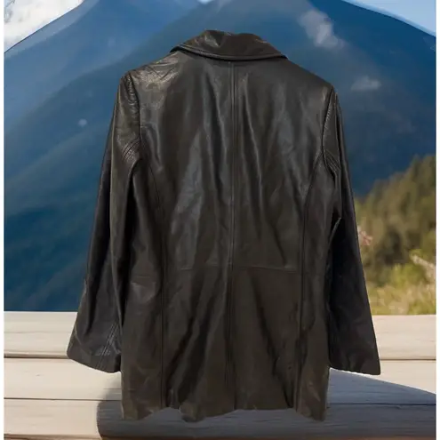 Y2K JLC New York Outerwear Button Up Leather Jacket Black Size M - Image 4