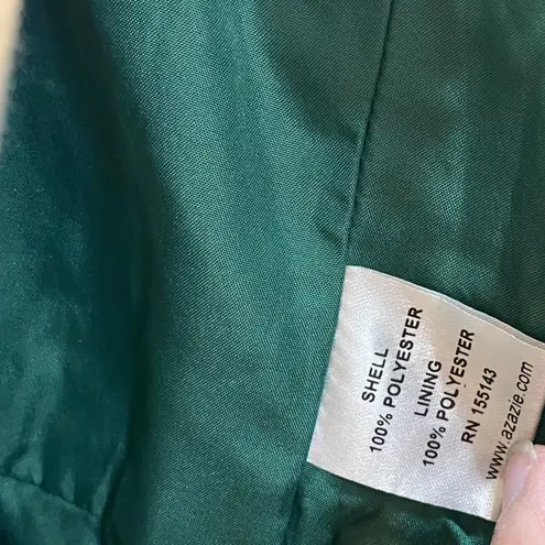 Azazie Leo Bridesmaid Dress Dark Green Formal Gown Ruched Slit Prom Award A6 NWT