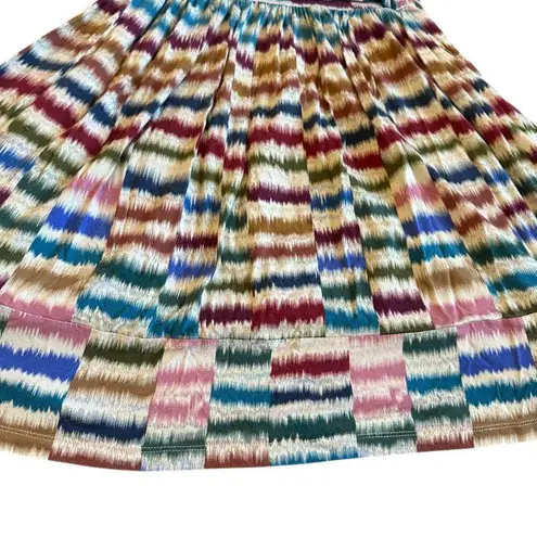 Maeve Anthropologie Sennebec Rainbow Colorful A-Line Dress Stretch Size Medium