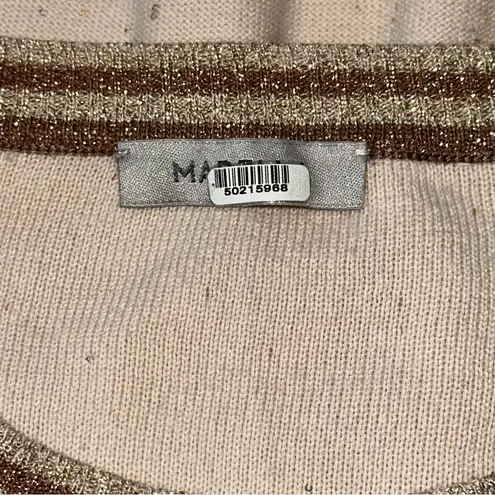 Marella Women’s Sz S Latte Cream Gold Silver Metallic Trim Cerchico Crop Sweater