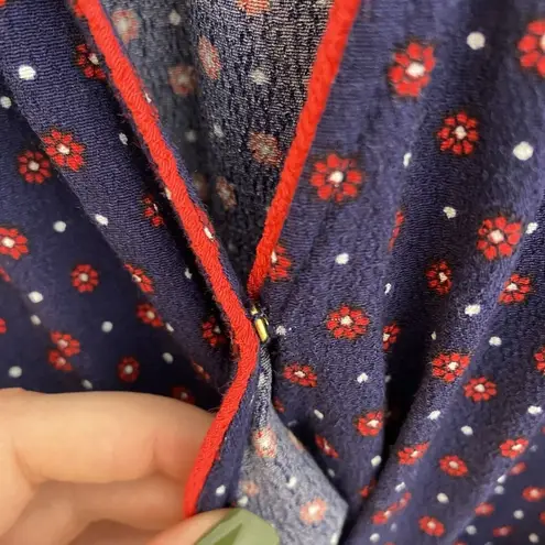 Draper James Self Tie Romper Jumpsuit Medium Navy Blue Red Floral RAW0009