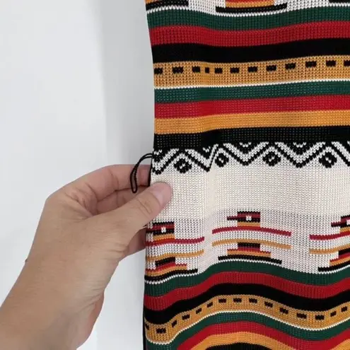 Vintage Women's Knit Bird Aztec Striped Southwestern Top Multi