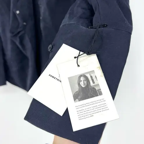 Something Navy Long Sleeve Wrap Front V-Neck Blouse Night Navy XS NWT