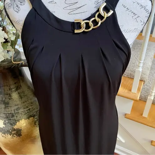 Carmen Marc Valvo  Black Jersey Chain Cocktail Dress Size Medium