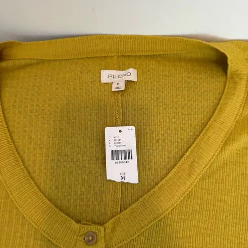 Pilcro and the Letterpress PILCRO Andie Ribbed Tissue Henley Top By In Yellow size M