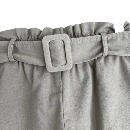 Have Paperbag Shorts Womens M Cream High Rise Linen Belted Neutral Clean Girl Size M