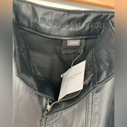 American Eagle Stretch High-Waisted Vegan Leather Straight Cargo Pant Size 10