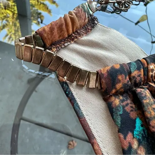 Bisou Bisou Abstract Keyhole Chain Sleeveless Mini Dress in Brown/Blue - Size 10