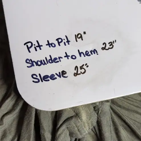 Coco + Jaimeson Top Woman's Medium Gray Green Lace Up Pleated Gothic Draping