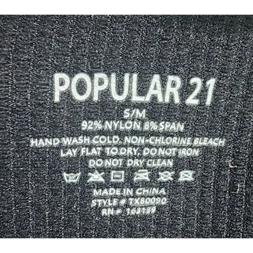 Popular 21 Black Crop Top Ribbed Sleeveless Tank Top Casual Basic Essential S/M