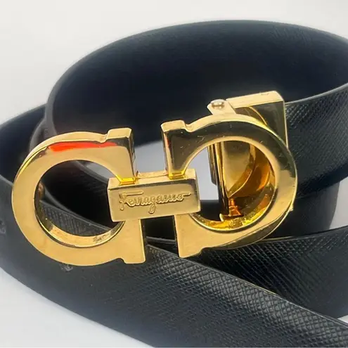 Salvatore Ferragamo Black and Gold leather Belt