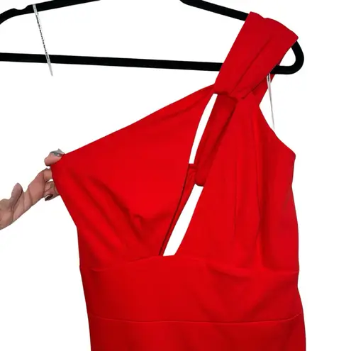 Katie May NEW NWT X REVOLVE Edgy One Shoulder Maxi Gown In Cherry Red