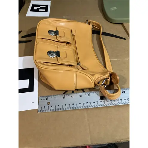 Elka Faux Leather Baguette Purse, Olive Yellow Hand Bag, Orange Clutch, Handbag