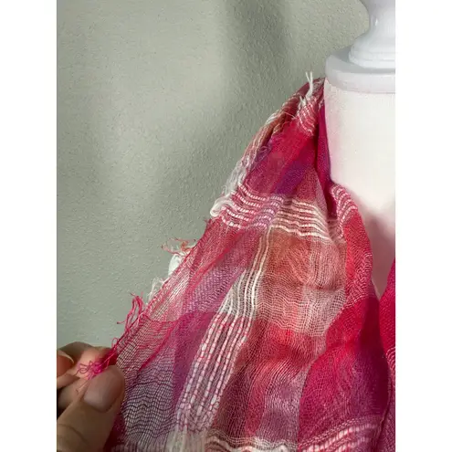 NWT Collection Eighteen Pink Plaid Infinity Scarf OS Sheer MSRP $32