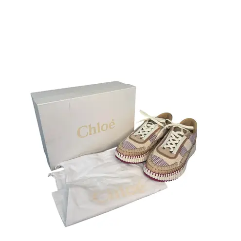 Chloé Chloe NIB Nama Whipstitch Sneakers in Wild Purple Size 40