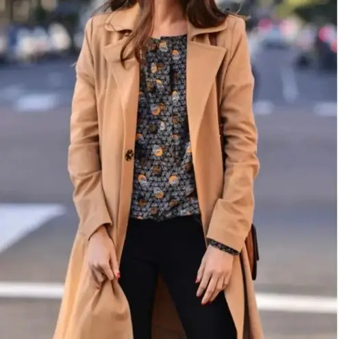 CAbi  Love Carole Casablanca‎ Tan Knit Ponte Trench Coat #3037 Size S Belted