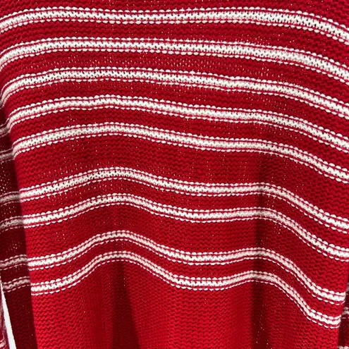 Umgee  S red white striped lightweight bell sleeve sweater coastal holiday casual