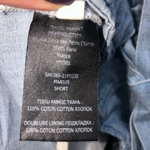 Isabel Marant Etoile Marius Light Blue Cotton Tie Waist Utility Shorts 38 NWOT