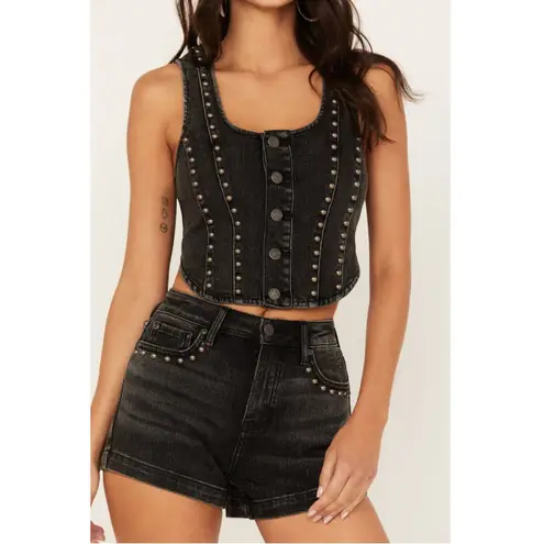 Idyyllwind by Miranda Lambert Drive Studded Denim Vest size L Black Size L