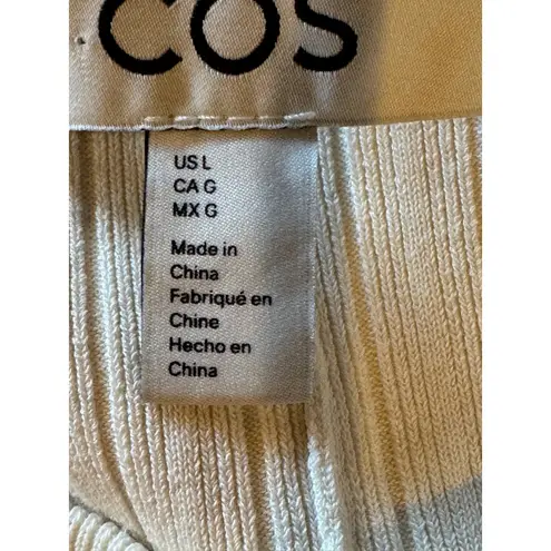 COS Dress Women Large Ivory Pleated Ribbed Knit A Line Mini Preppy Designer