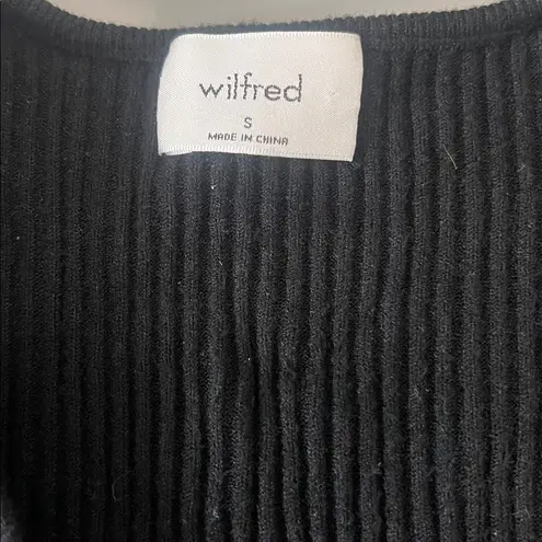 Aritzia Wilfred Cropped VNeck Ribbed Tie Waist Sweater Black Size Small thumbnail 6