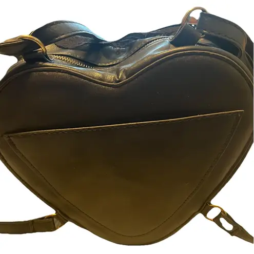 AZA Gothic Heart Bat Wing Backpack Black Lace Trim Faux Leather Mini Bag Purse