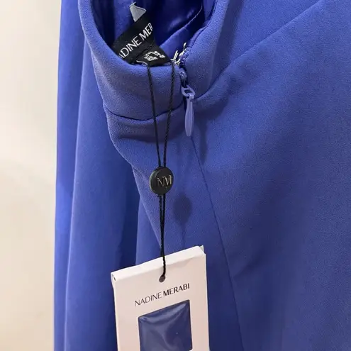 NADINE MERABI Lorrie Drape Halter Neck Wide Leg Jumpsuit Blue Size XXL