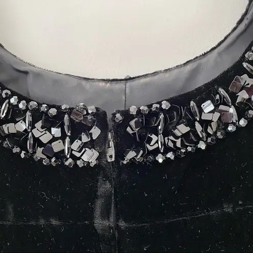 Vintage T.A. Chapman Milwaukee Black Velvet Beaded Mini Dress medium