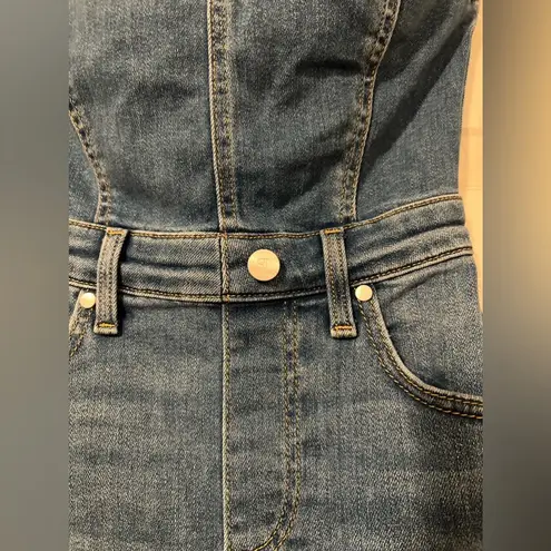 Pilcro  Anthropologie $158 The Madi Front Slit Denim Strapless Dress Western Y2K