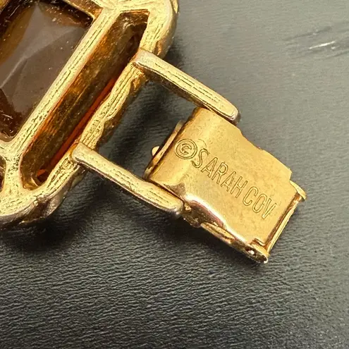 Vintage SARAH COVENTRY Wild Honey Amber Glass 7” Link Bracelet 44g. Gold