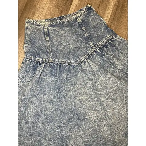 Vintage Denim Blue Jean Skirt M 26” V Yoke Festival Boho Modest Belted 90s USA Size M