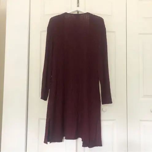 Nine West NWT  Wine Red Long Thin Open Front Cardigan Sweater Duster Size Large