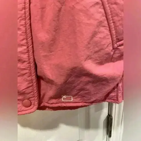 VTG Woolrich Pink Nylon Cream Fleece Lined Jacket Logo Collared Size Large