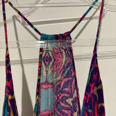Astr the Label boho geometric Racerback trapeze handkerchief hem dress pink blue Size XS