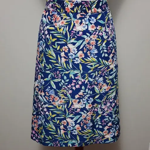 Talbots  blue floral pull on a-line skirt size 16