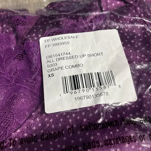 Free People  Intimately ‘All Dressed Up’  Lace Trim Pajama Shorts Size XS