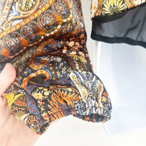 NWT Lulus Womens Mesmerizing Sight Paisley Print One Shoulder Bodysuit Size S Black