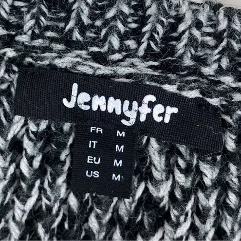 Jennyfer Y2K LaceUp Sides Speckle Sweater Black White Medium Black