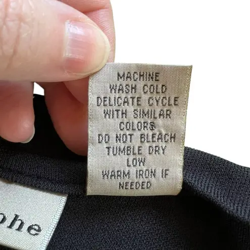 Apostrophe Vintage Womens Blouse Shirt Top Sleeveless Tie Collar Black Large