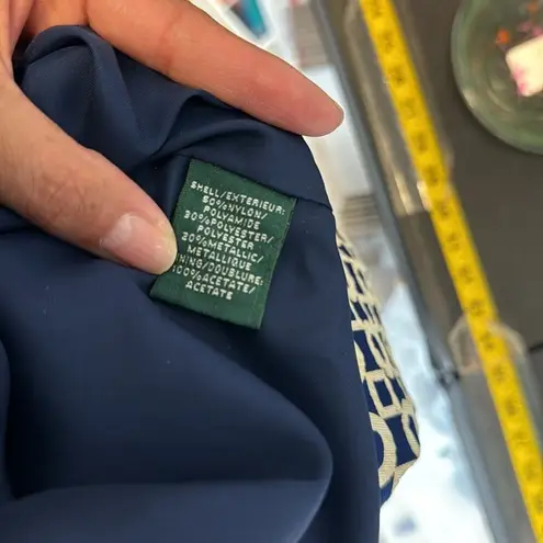 Lauren Ralph Lauren Metallic Geo gold blue Dress cocktail grad party size 12